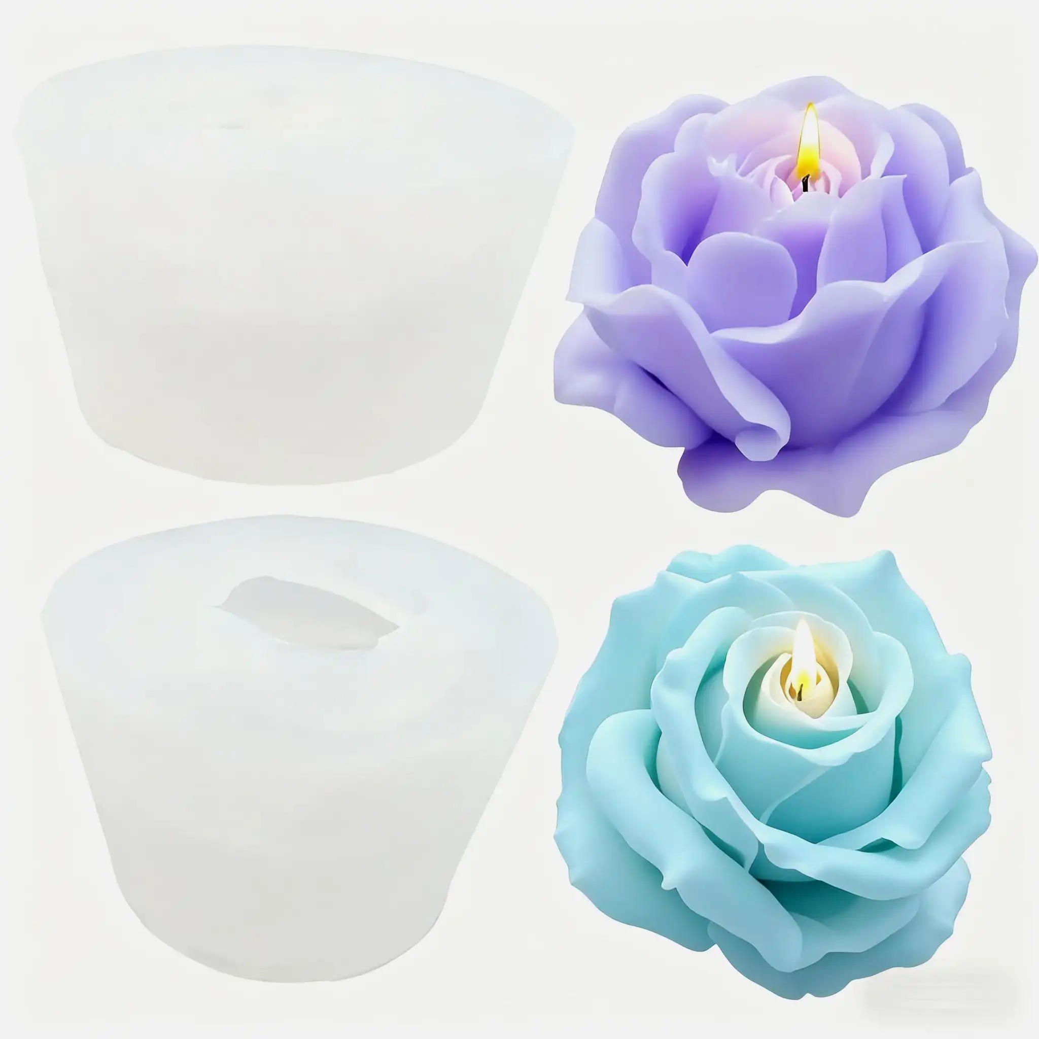 Soap Making Gifts - قالب شمع سيليكون على شكل وردة